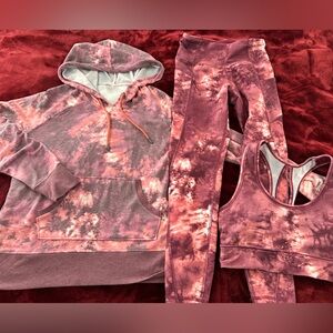 Jessica Simpson Tie-Dye Pink Pullover Hoodie & Legging Set S/M